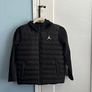 Jordan Black Hooded Puffer Jacket with Logo